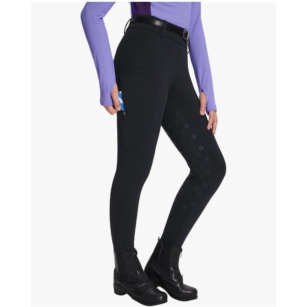 Baleaf Kids Equestrian Riding Breeches Black Full Seat Grip Size Medium